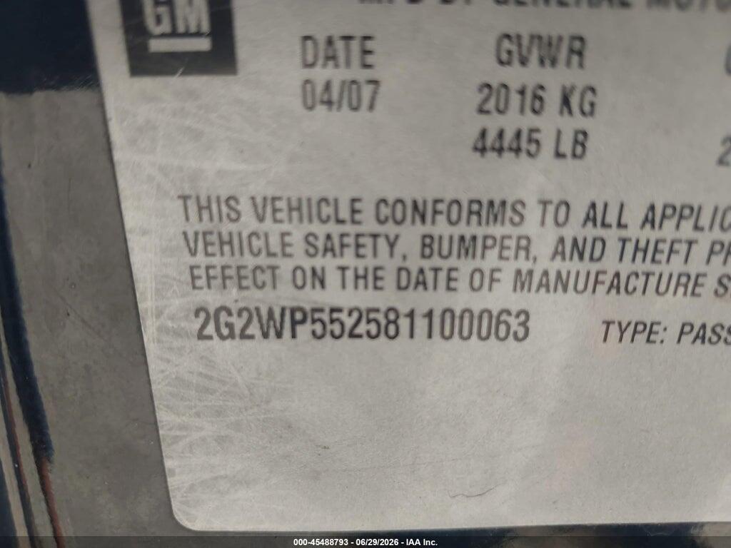 2G2WP552581100063 2008 PONTIAC GRAND PRIX photo no. 9