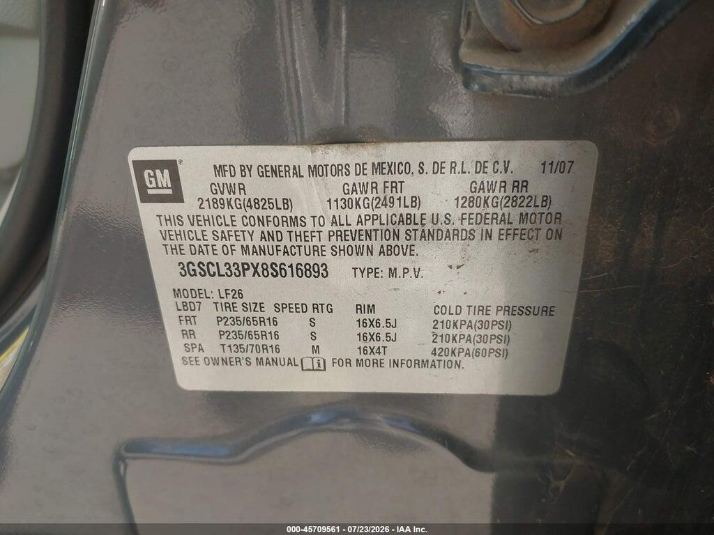 3GSCL33PX8S616893 2008 SATURN VUE photo no. 9