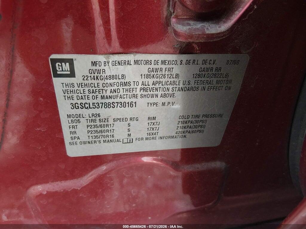3GSCL53788S730161 2008 SATURN VUE photo no. 9