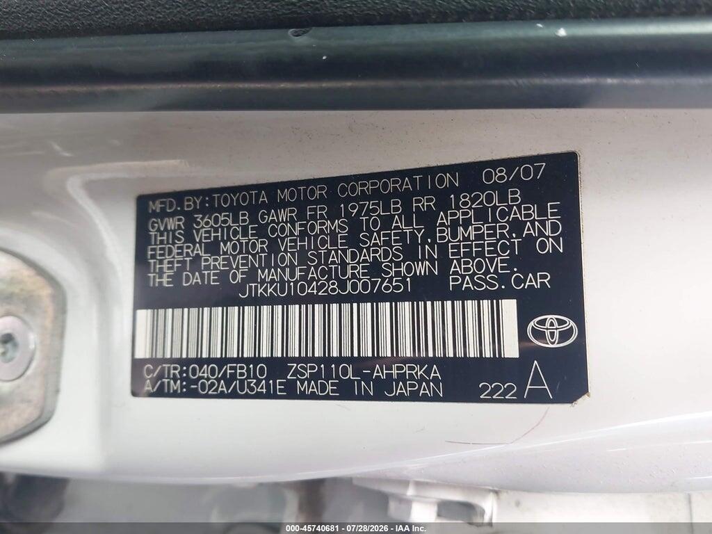 JTKKU10428J007651 2008 SCION XD photo no. 9
