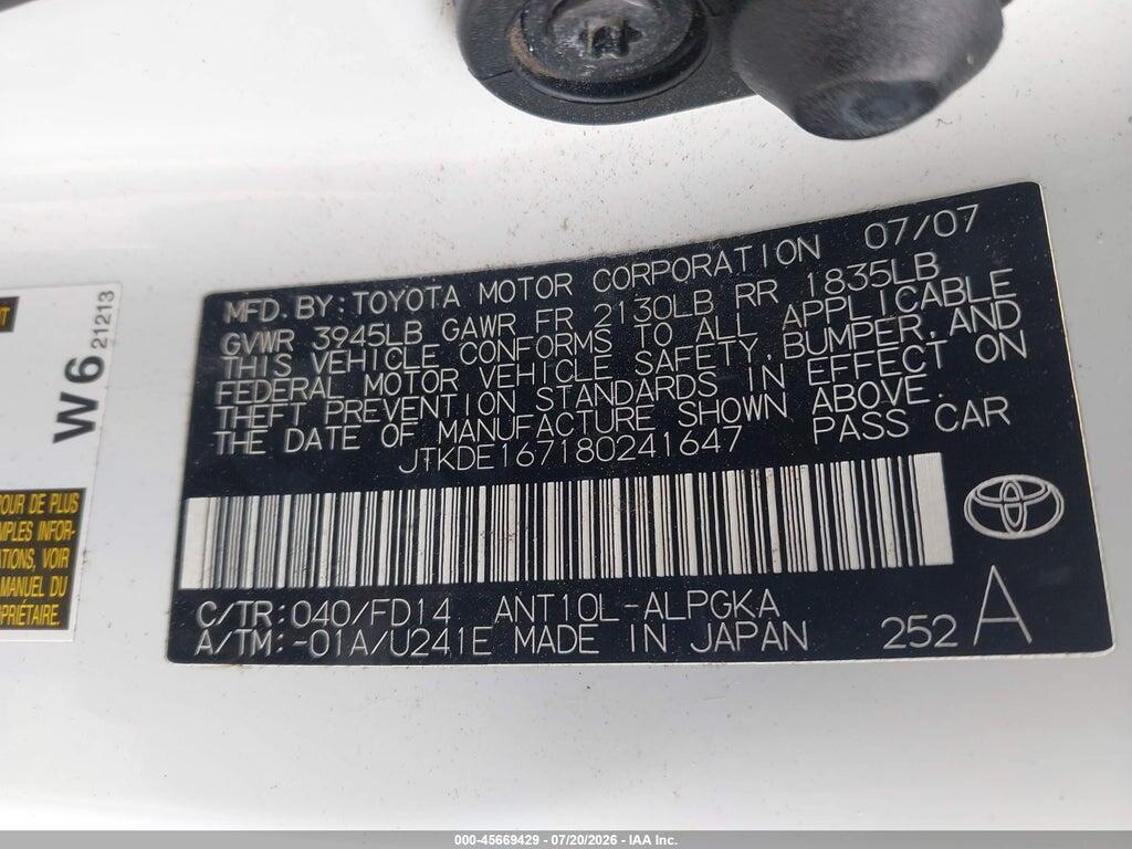 JTKDE167180241647 2008 SCION TC photo no. 9