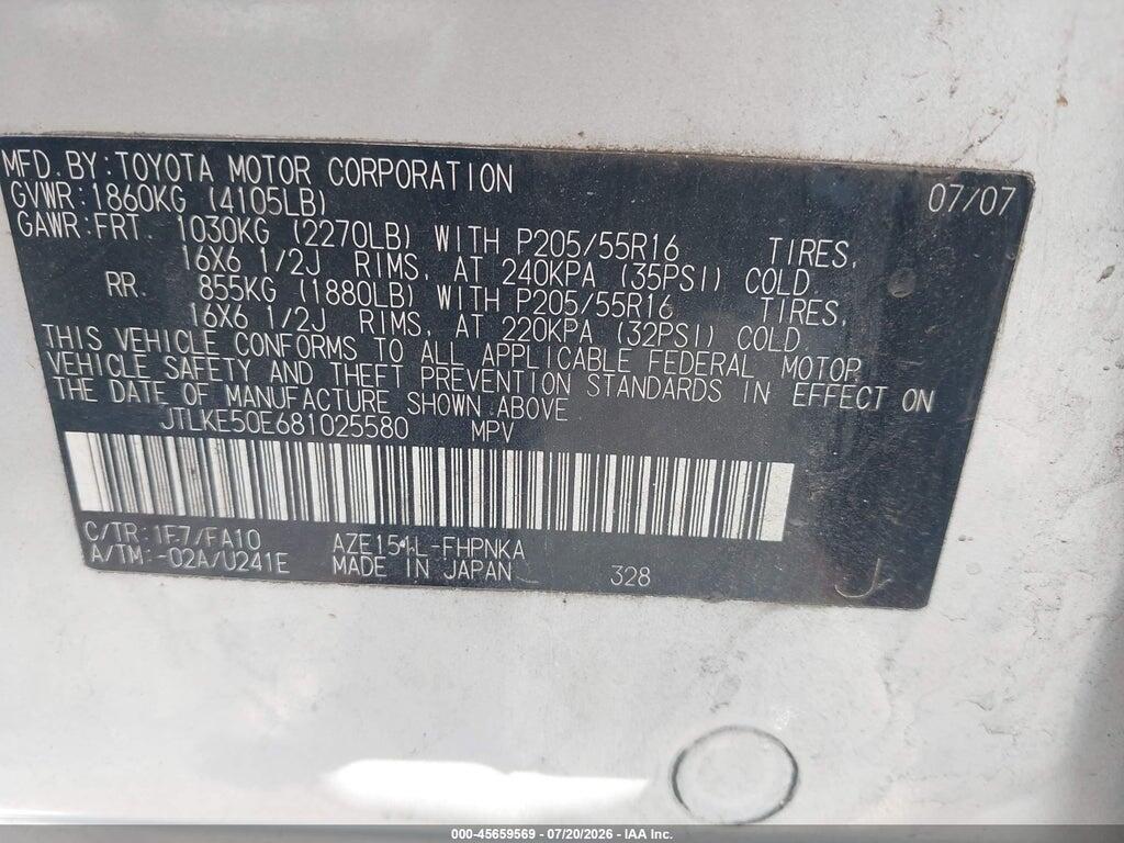 JTLKE50E681025580 2008 SCION XB photo no. 9