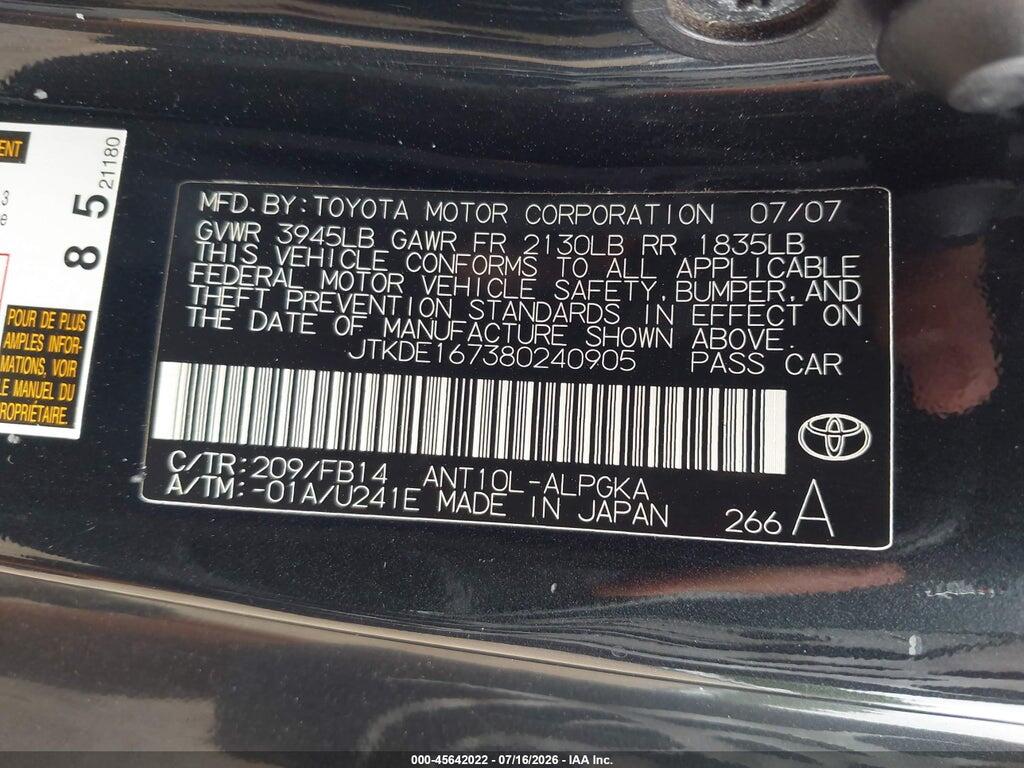 JTKDE167380240905 2008 SCION TC photo no. 9