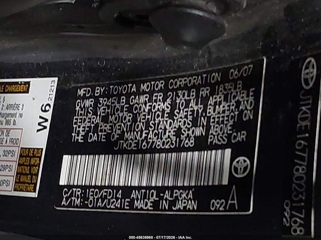 JTKDE167780231768 2008 SCION TC photo no. 9