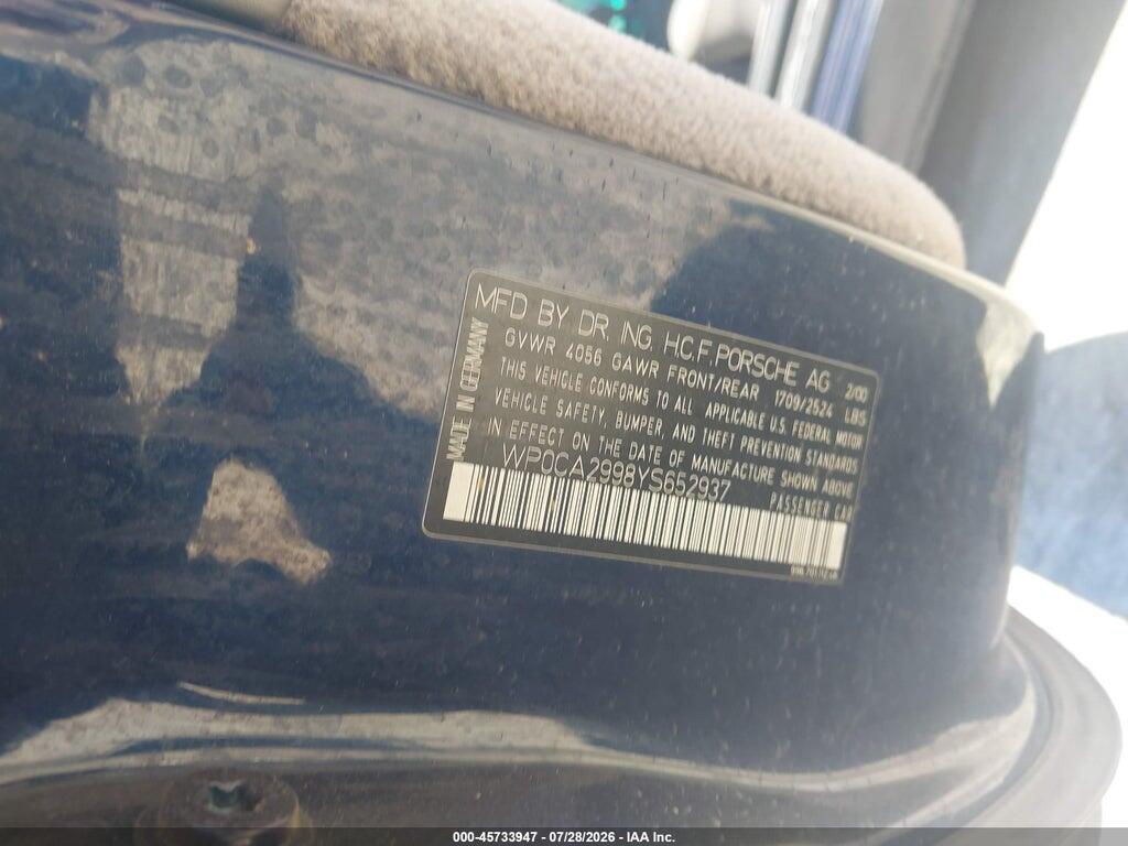 WP0CA2998YS652937 2000 PORSCHE 911 photo no. 9