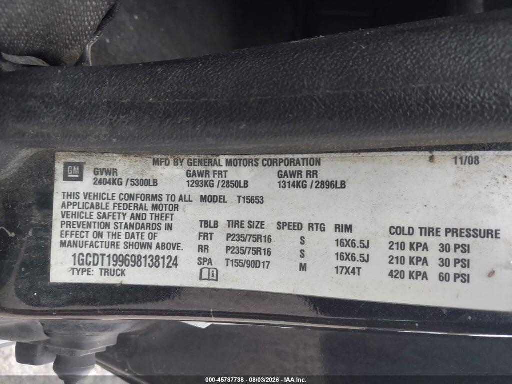 1GCDT199698138124 2009 CHEVROLET COLORADO photo no. 9