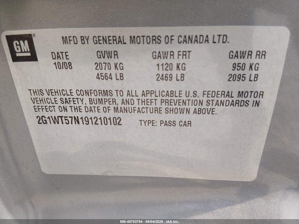 2G1WT57N191210102 2009 CHEVROLET IMPALA photo no. 9