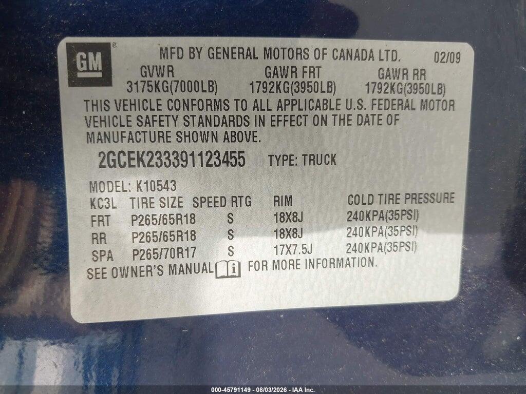 2GCEK233391123455 2009 CHEVROLET SILVERADO 1500 photo no. 9