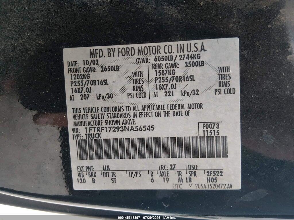 1FTRF17293NA56545 2003 FORD F-150 photo no. 9