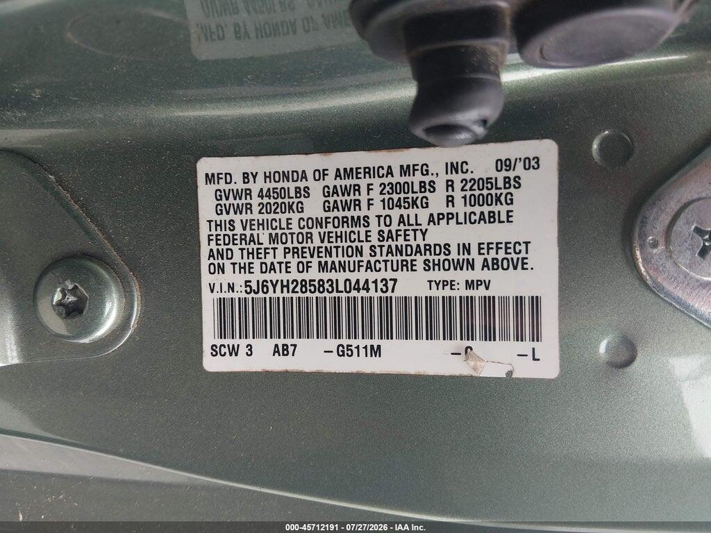 5J6YH28583L044137 2003 HONDA ELEMENT photo no. 9
