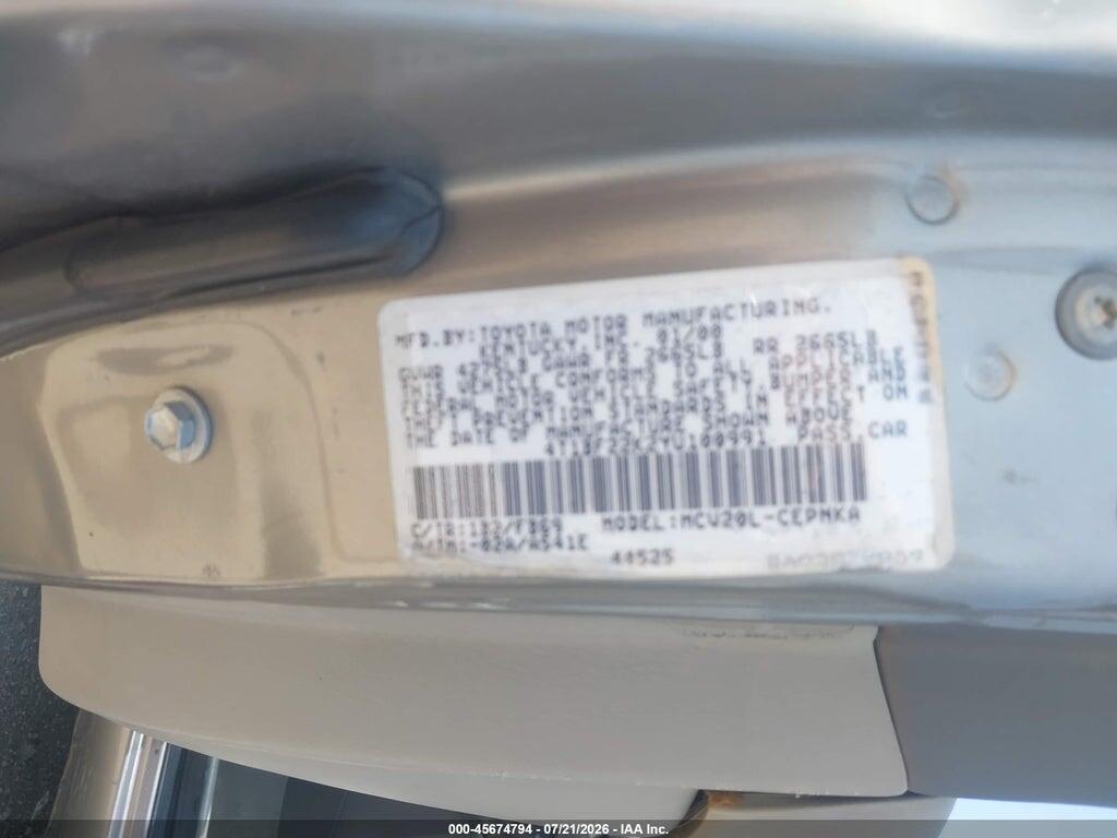 4T1BF22K2YU100991 2000 TOYOTA CAMRY photo no. 9