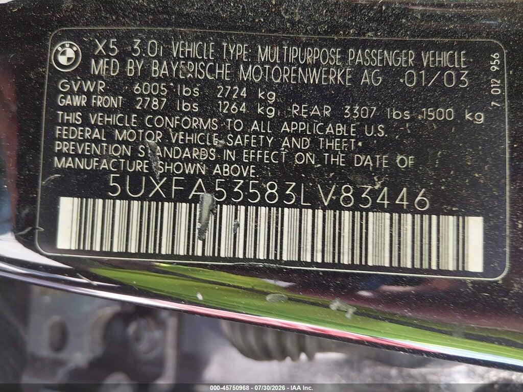 5UXFA53583LV83446 2003 BMW X5 photo no. 9