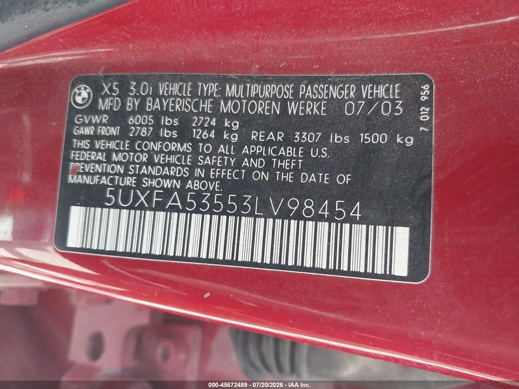 5UXFA53553LV98454 2003 BMW X5 photo no. 9