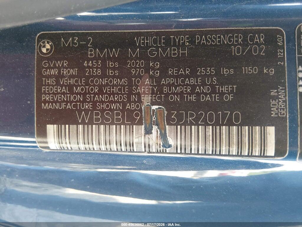 WBSBL93473JR20170 2003 BMW 3 SERIES photo no. 9