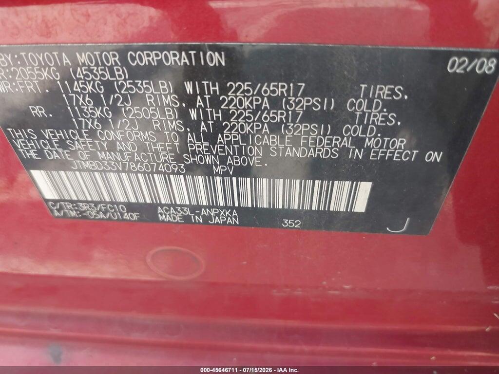 JTMBD33V786074093 2008 TOYOTA RAV4 photo no. 9