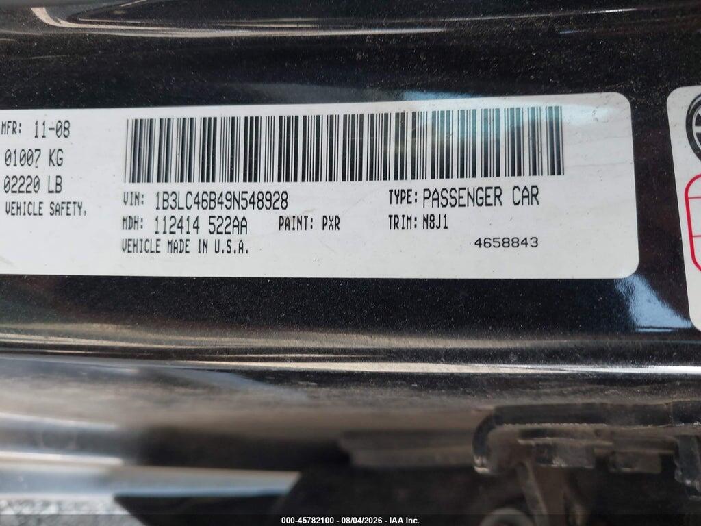 1B3LC46B49N548928 2009 DODGE AVENGER photo no. 9