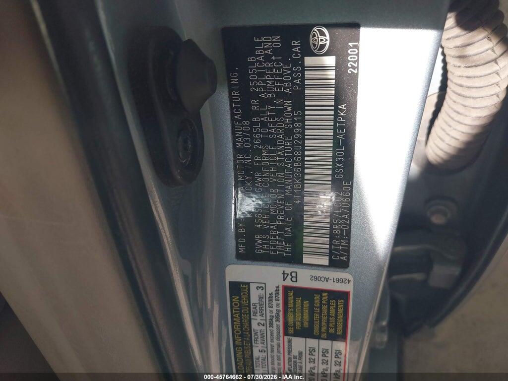 4T1BK36B68U299815 2008 TOYOTA AVALON photo no. 9