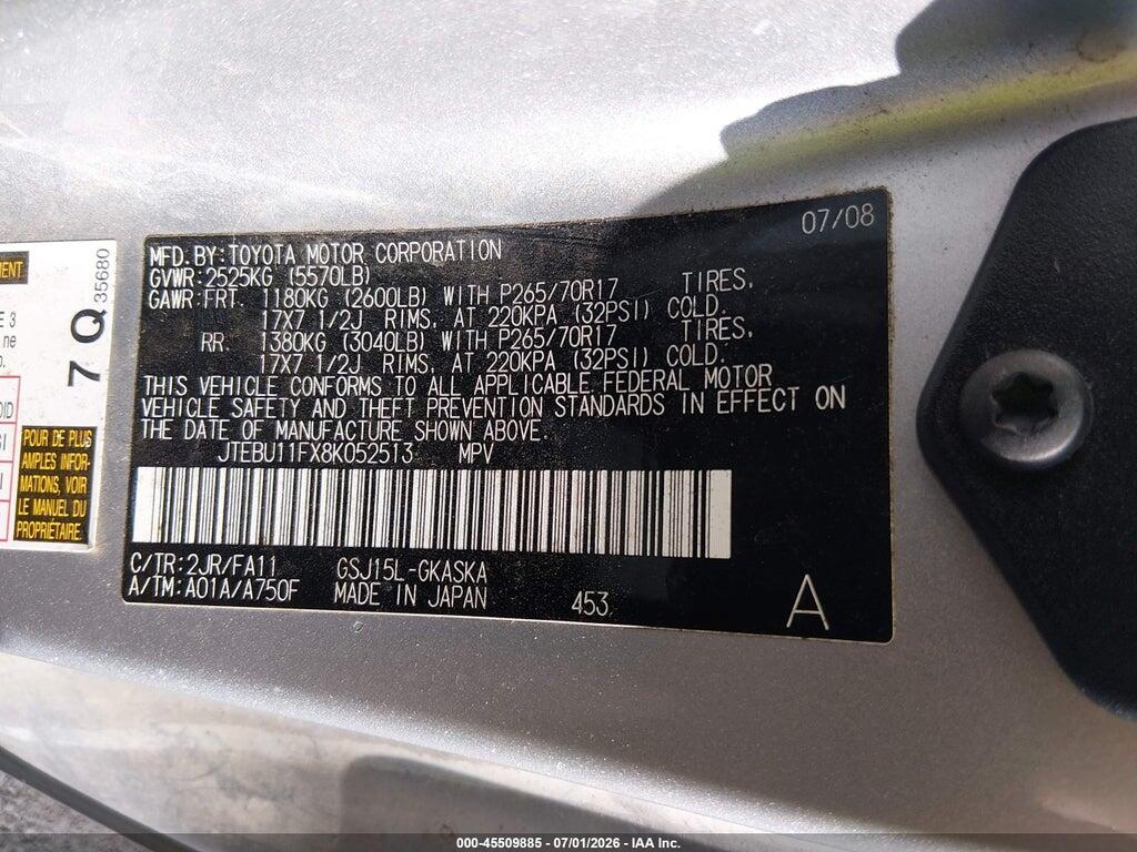 JTEBU11FX8K052513 2008 TOYOTA FJ CRUISER photo no. 9