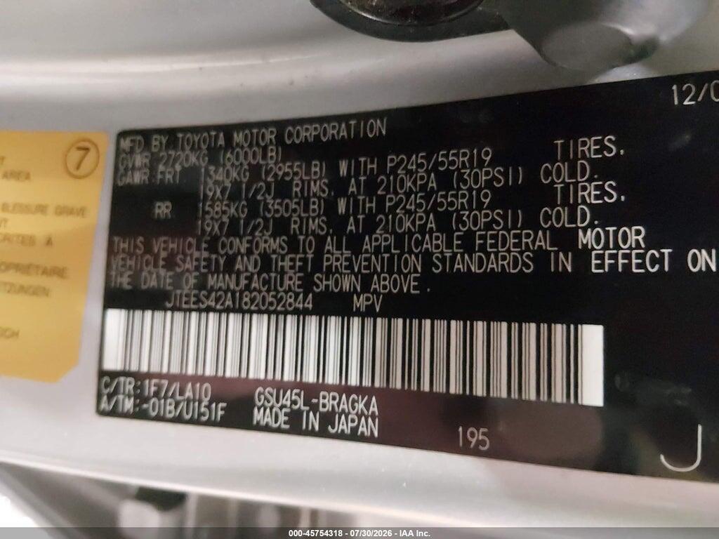 JTEES42A182052844 2008 TOYOTA HIGHLANDER photo no. 9