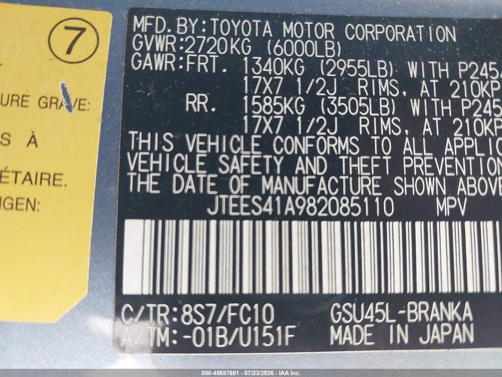 JTEES41A982085110 2008 TOYOTA HIGHLANDER photo no. 9