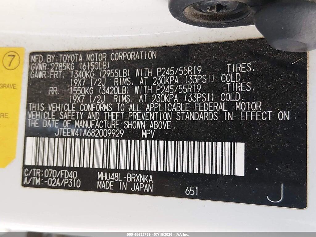 JTEEW41A682009929 2008 TOYOTA HIGHLANDER HYBRID photo no. 9
