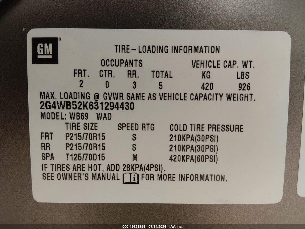 2G4WB52K631294430 2003 BUICK REGAL photo no. 9