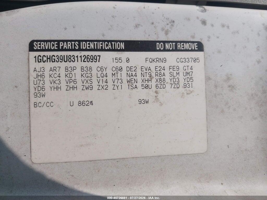 1GCHG39U831126997 2003 CHEVROLET EXPRESS CARGO VAN photo no. 9