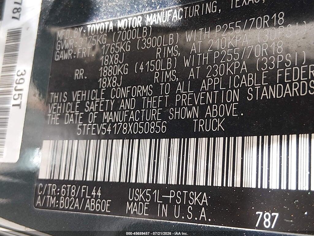 5TFEV54178X050856 2008 TOYOTA TUNDRA photo no. 9