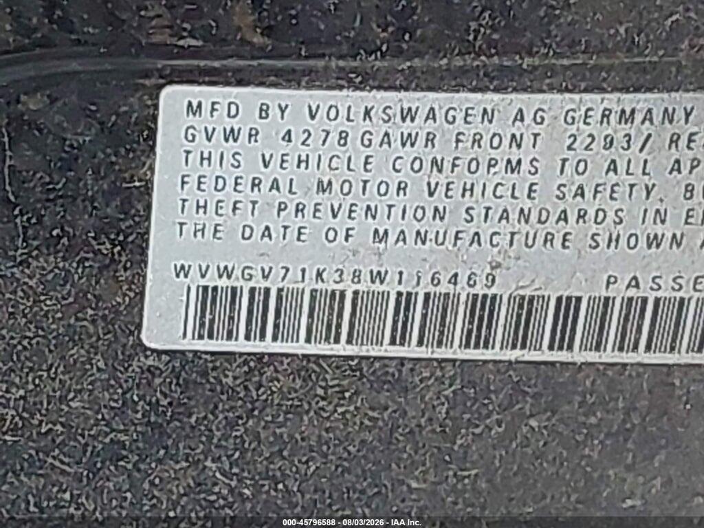 WVWGV71K38W116469 2008 VOLKSWAGEN GTI photo no. 9