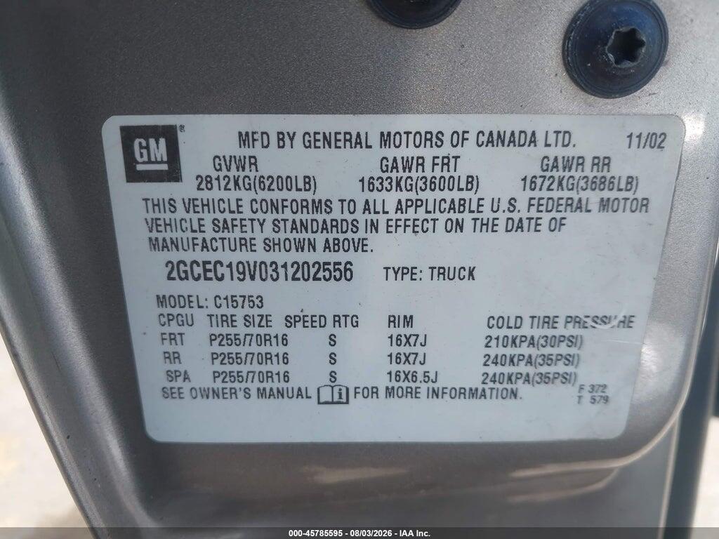 2GCEC19V031202556 2003 CHEVROLET SILVERADO 1500 photo no. 9
