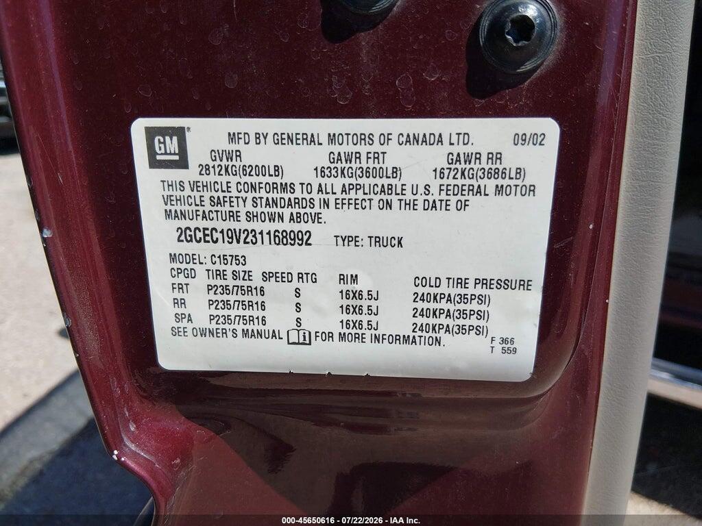 2GCEC19V231168992 2003 CHEVROLET SILVERADO 1500 photo no. 9