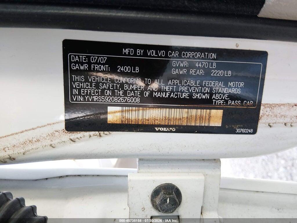 YV1RS592082676008 2008 VOLVO S60 photo no. 9