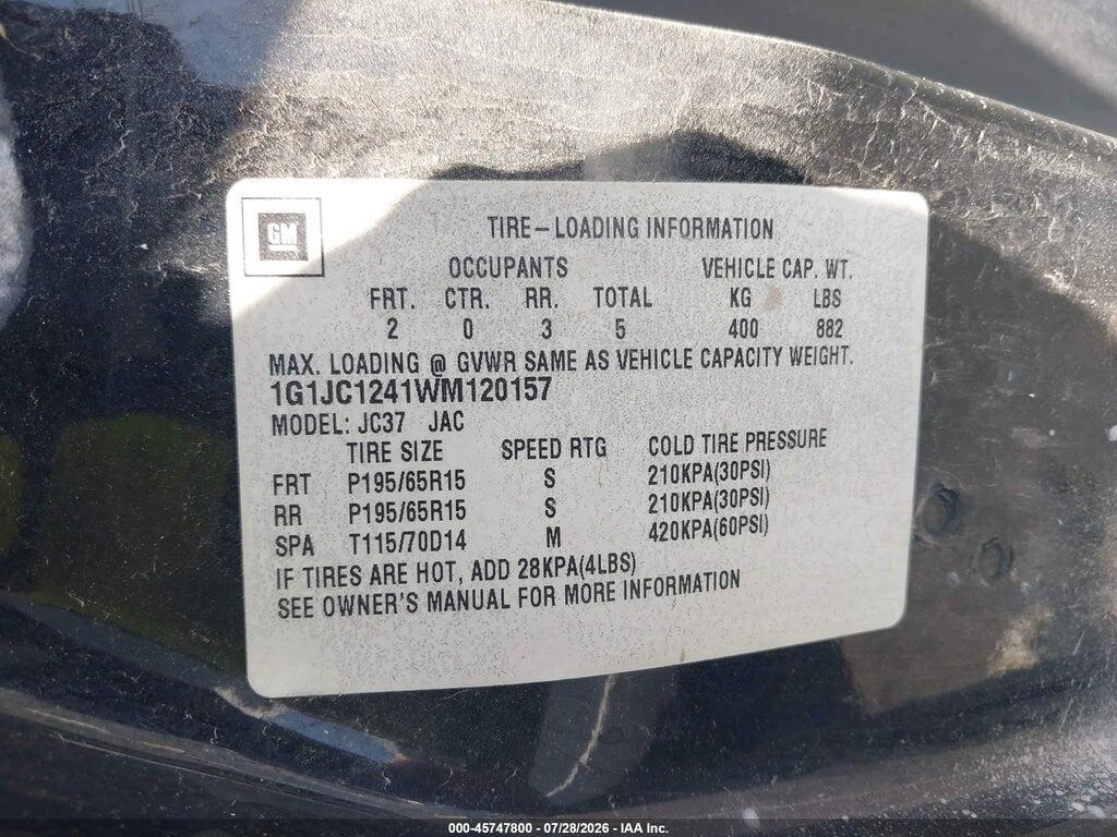 1G1JC1241WM120157 1998 CHEVROLET CAVALIER photo no. 9