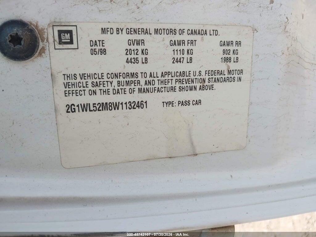 2G1WL52M8W1132461 1998 CHEVROLET LUMINA photo no. 9