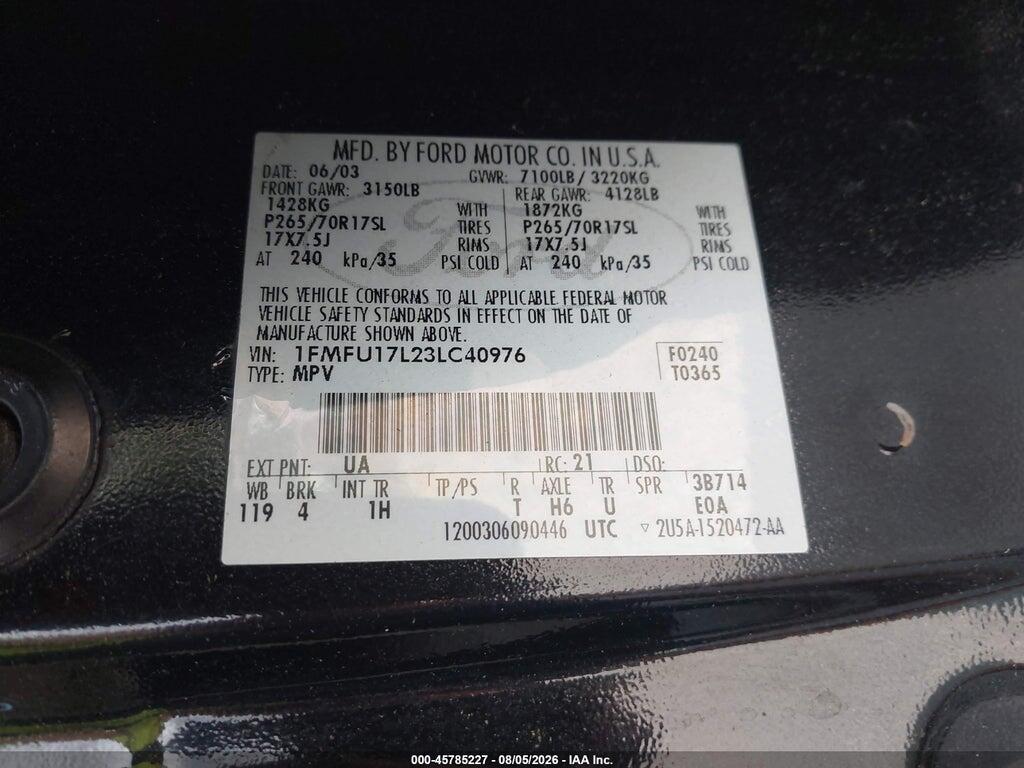 1FMFU17L23LC40976 2003 FORD EXPEDITION photo no. 9