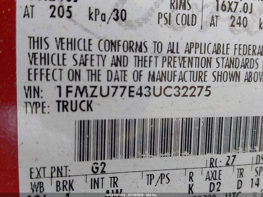 1FMZU77E43UC32275 2003 FORD EXPLORER SPORT TRAC photo no. 9