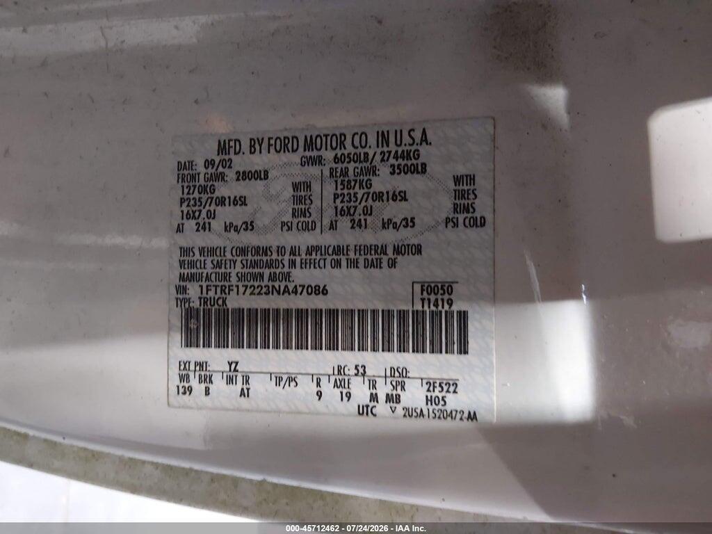 1FTRF17223NA47086 2003 FORD F-150 photo no. 9