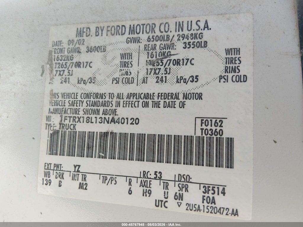 1FTRX18L13NA40120 2003 FORD F-150 photo no. 9