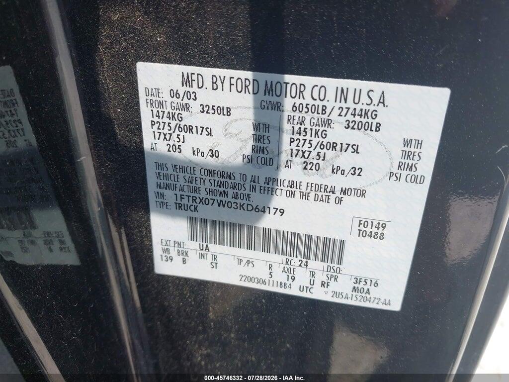 1FTRX07W03KD64179 2003 FORD F-150 photo no. 9