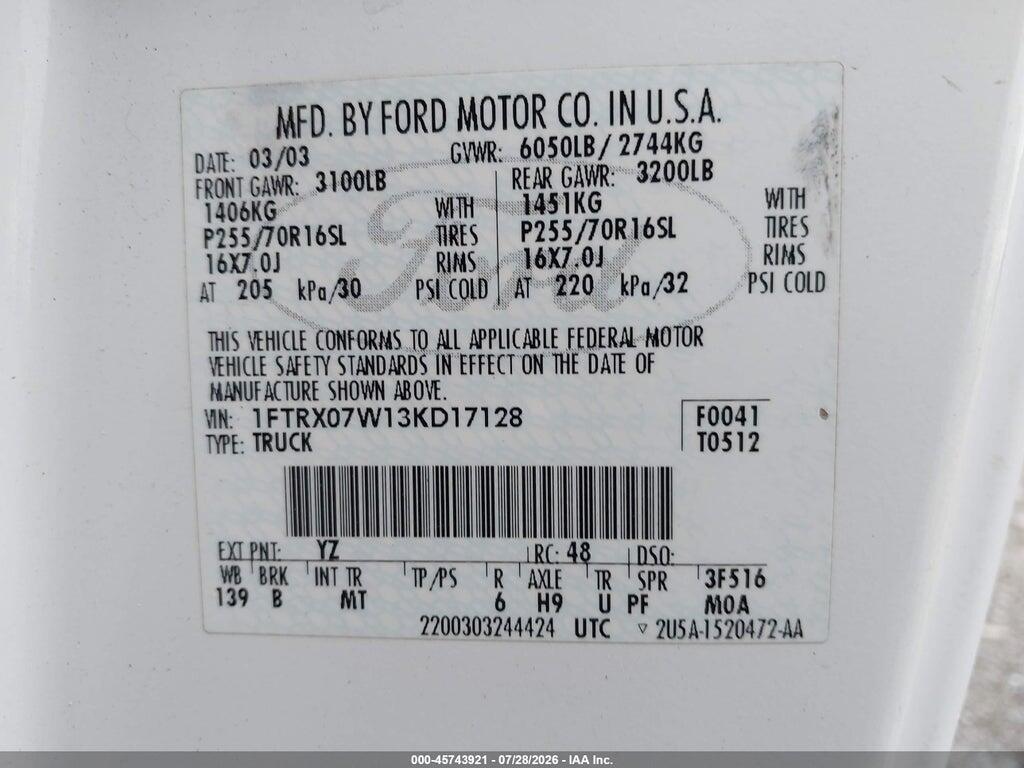 1FTRX07W13KD17128 2003 FORD F-150 photo no. 9