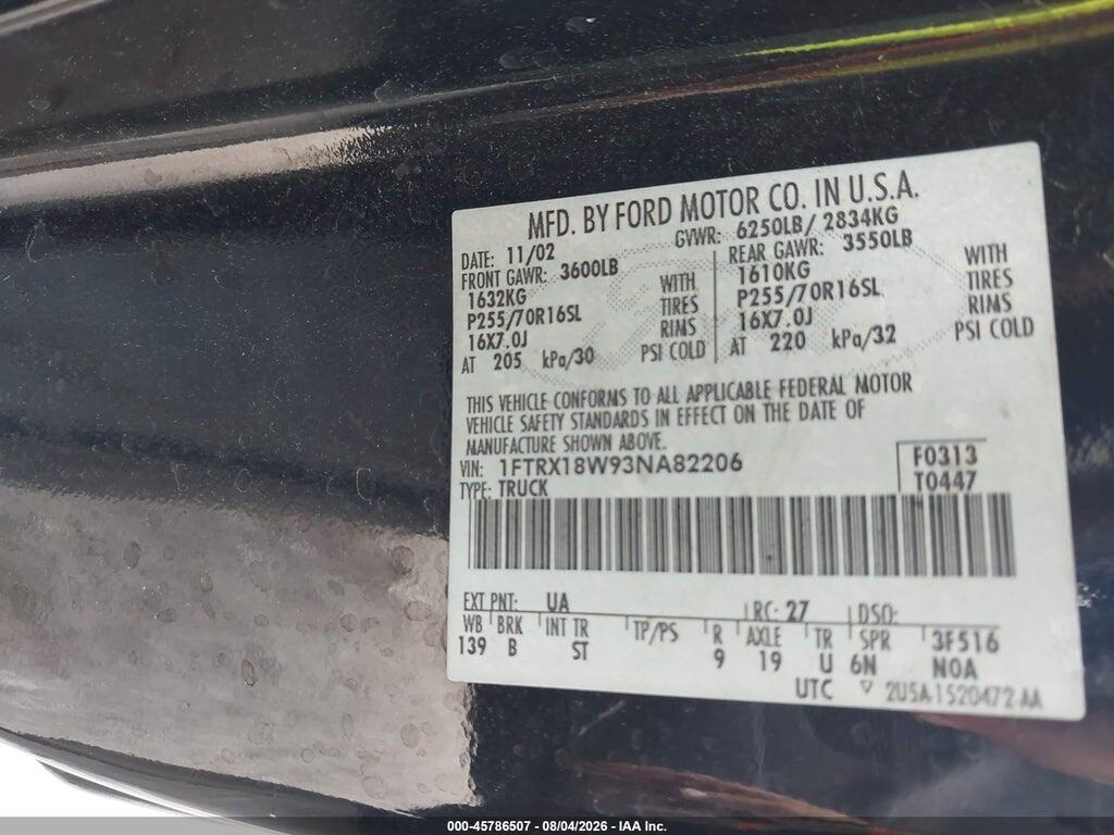 1FTRX18W93NA82206 2003 FORD F-150 photo no. 9
