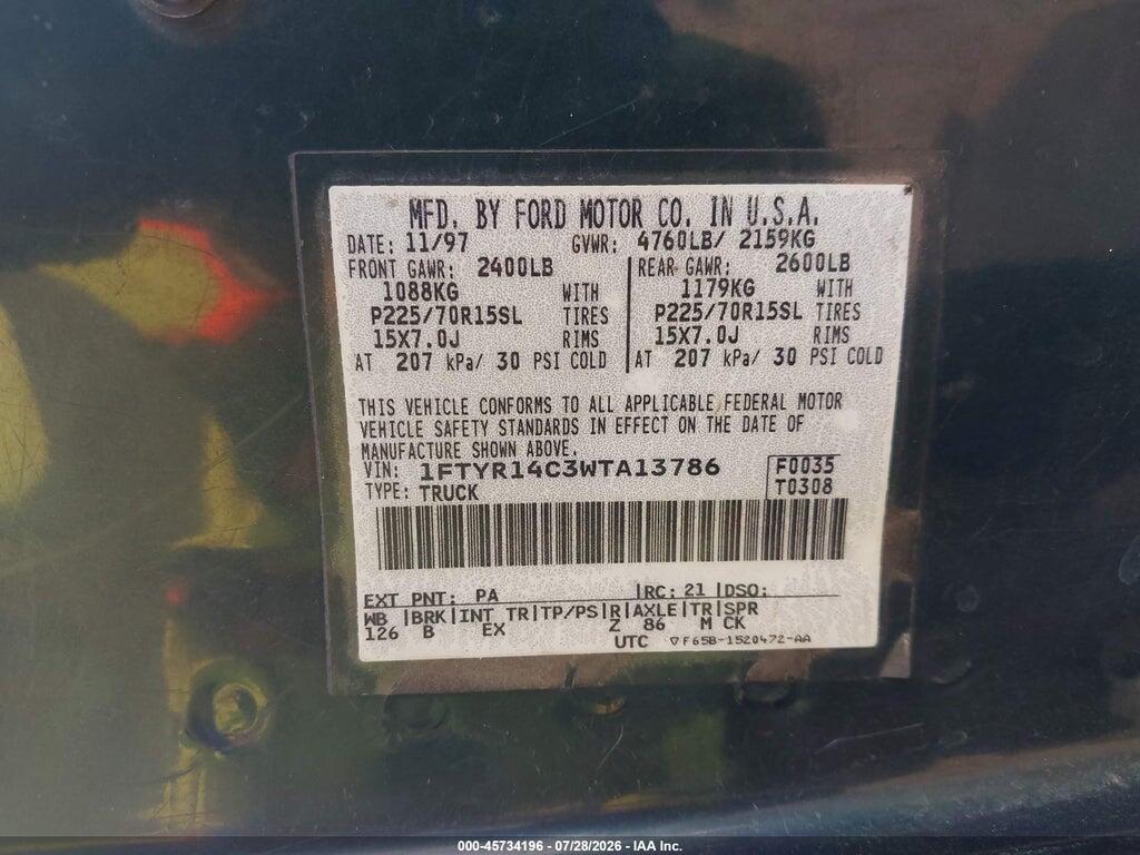 1FTYR14C3WTA13786 1998 FORD RANGER photo no. 9