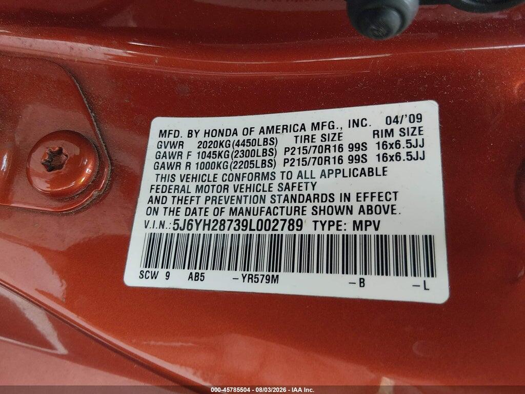 5J6YH28739L002789 2009 HONDA ELEMENT photo no. 9