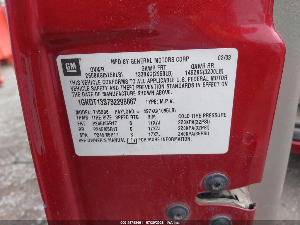 1GKDT13S732298667 2003 GMC ENVOY photo no. 9