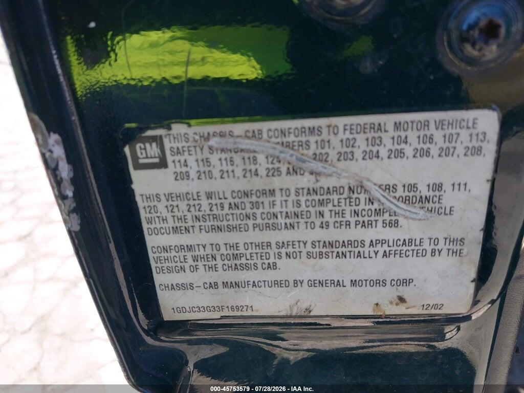 1GDJC33G33F169271 2003 GMC SIERRA 3500 photo no. 8