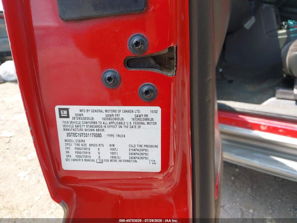 2GTEC19T531179385 2003 GMC SIERRA 1500 photo no. 9
