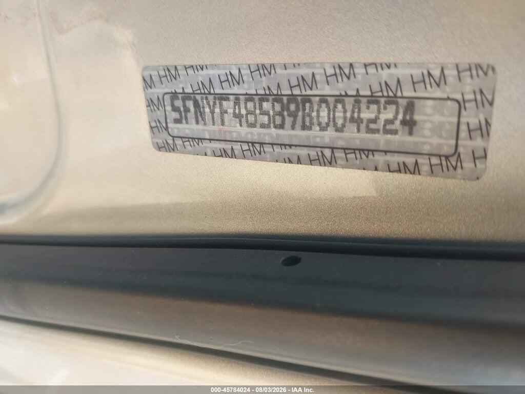 5FNYF48589B004224 2009 HONDA PILOT photo no. 9