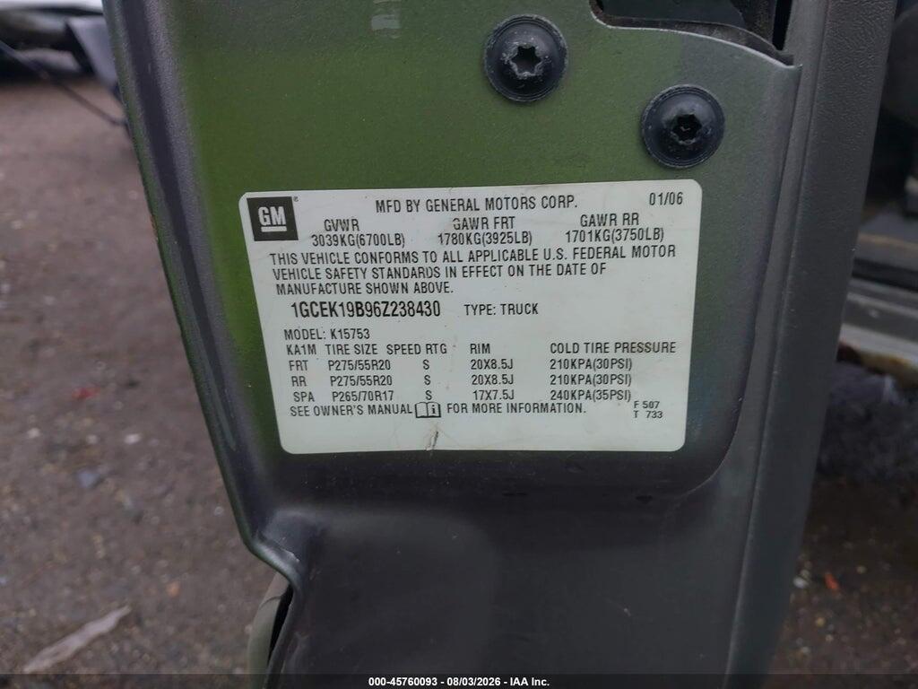 1GCEK19B96Z238430 2006 CHEVROLET SILVERADO 1500 photo no. 9