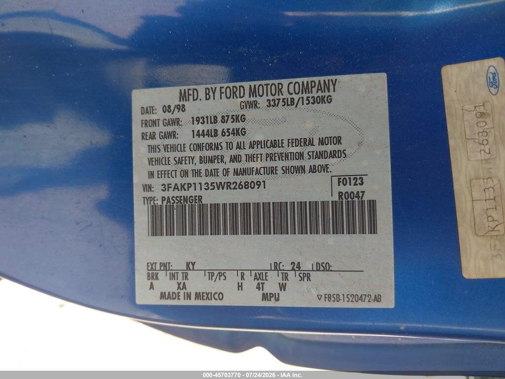 3FAKP1135WR268091 1998 FORD ESCORT photo no. 9