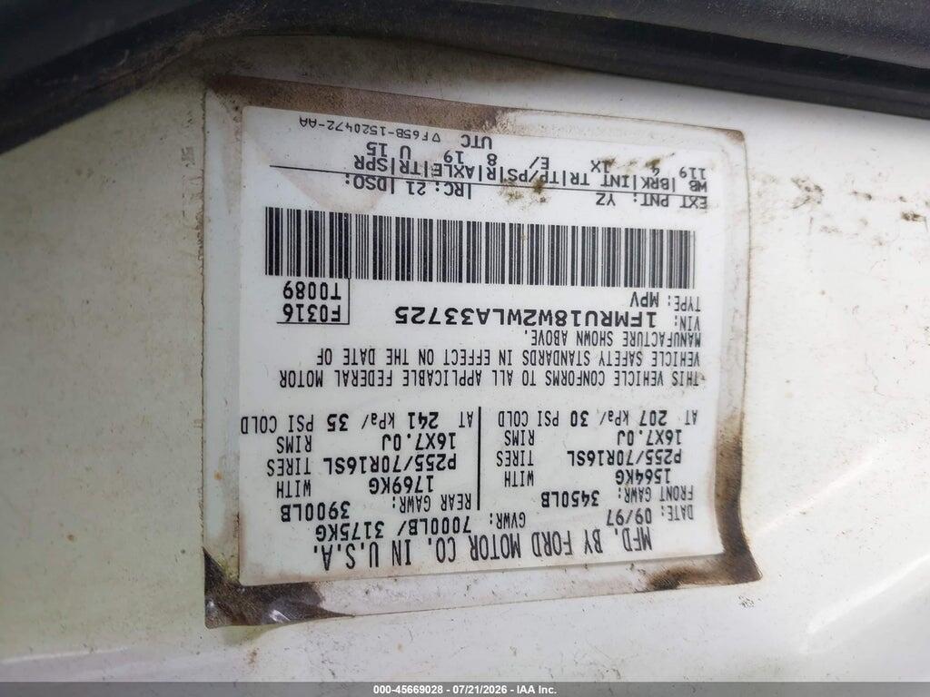 1FMRU18W2WLA33725 1998 FORD EXPEDITION photo no. 9